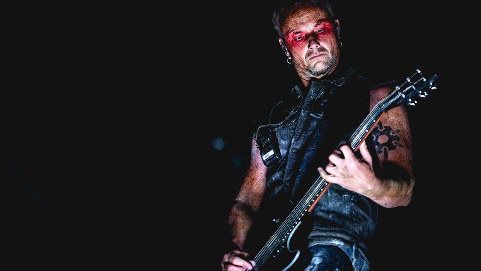 Rammstein guitarist Paul Landers plays at the heavy metal music festival Gods Of Metal