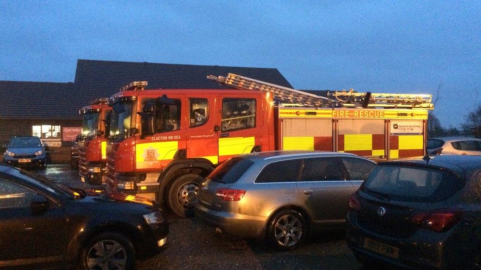 Fire engines at Jaywick