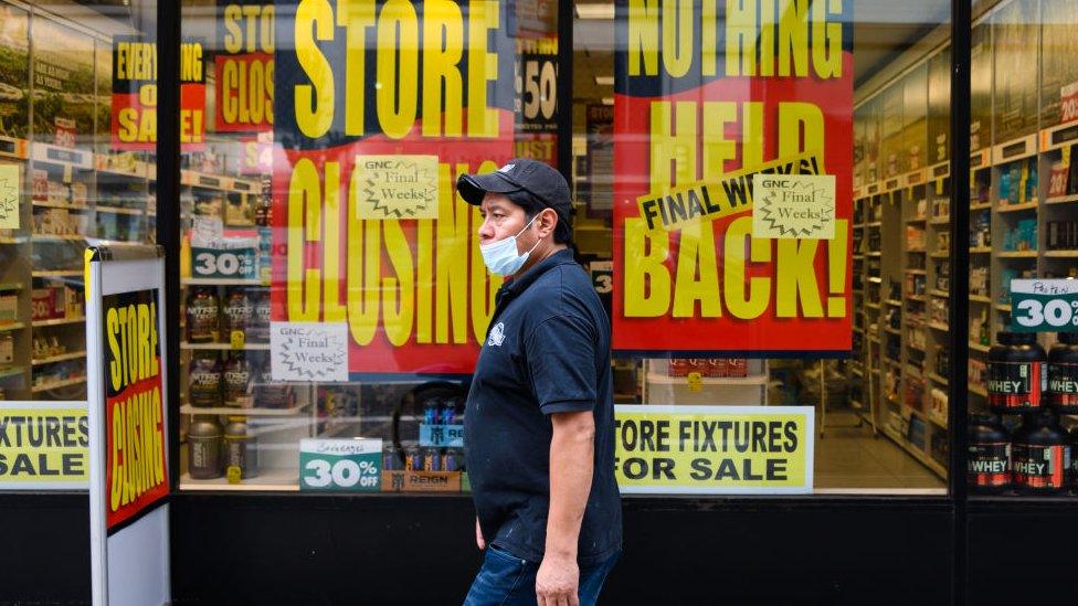 A person wears a protective face mask in New York City