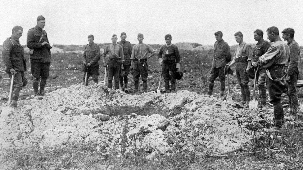 Funeral at Western Front for WW1 soldiers