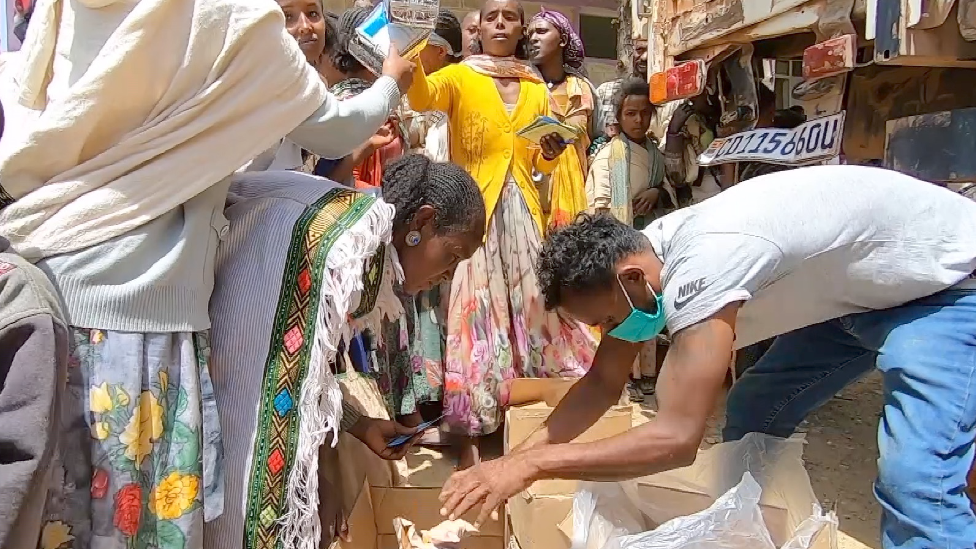 Food aid being distributed in Tigray, Ethiopia