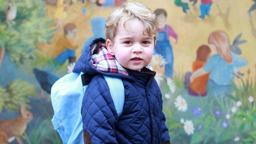 Prince George seen on his first day of nursery in 2016