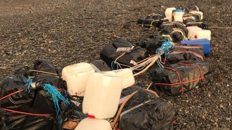 Bags on beach