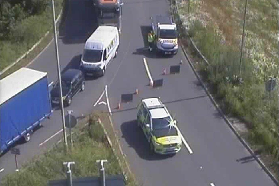 Slip road heading on to M1 at junction 23 near Shepshed, Leicestershire