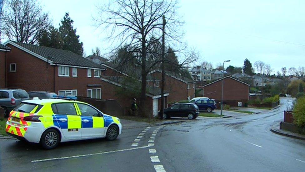 Police car outside a property in Newport