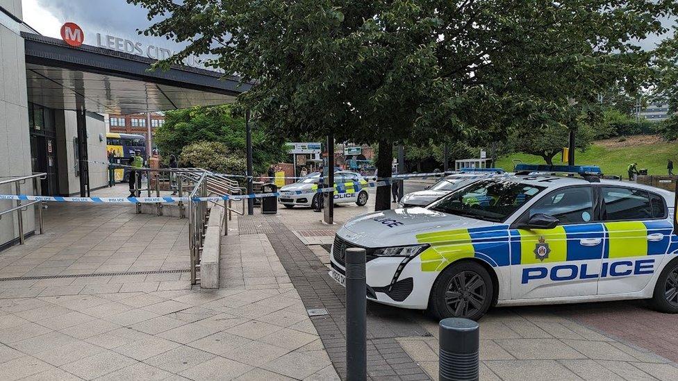 Police at Leeds bus station