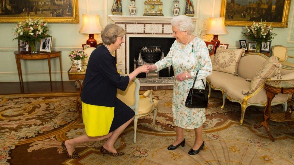 Theresa May with the Queen