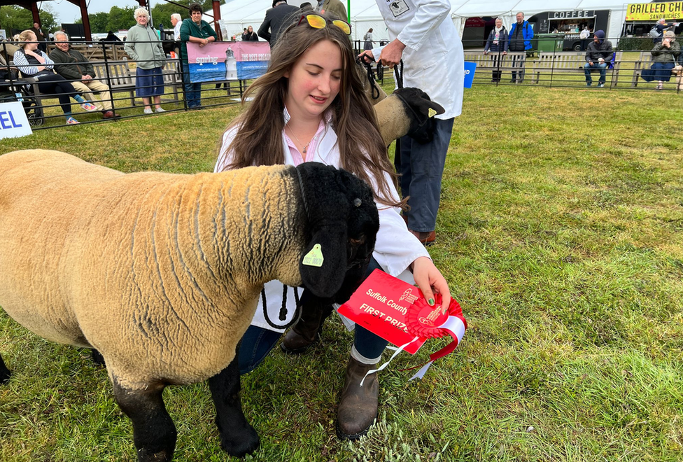 The sheep with its first prize