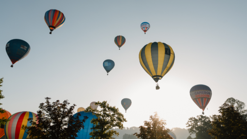 Hot air balloons in the sky