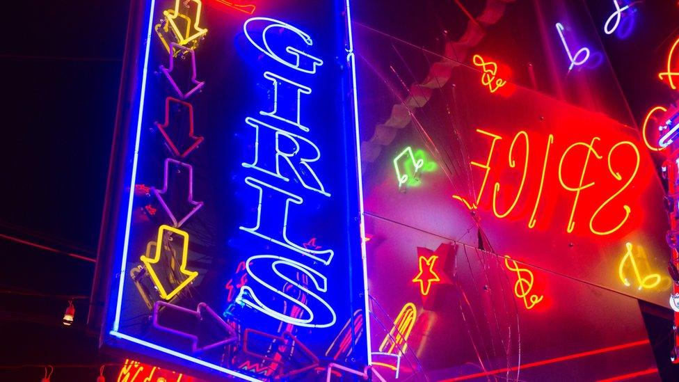 Neon sign for strip club