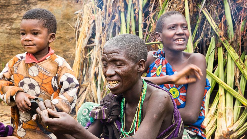 Hadza women and child in Tanzania