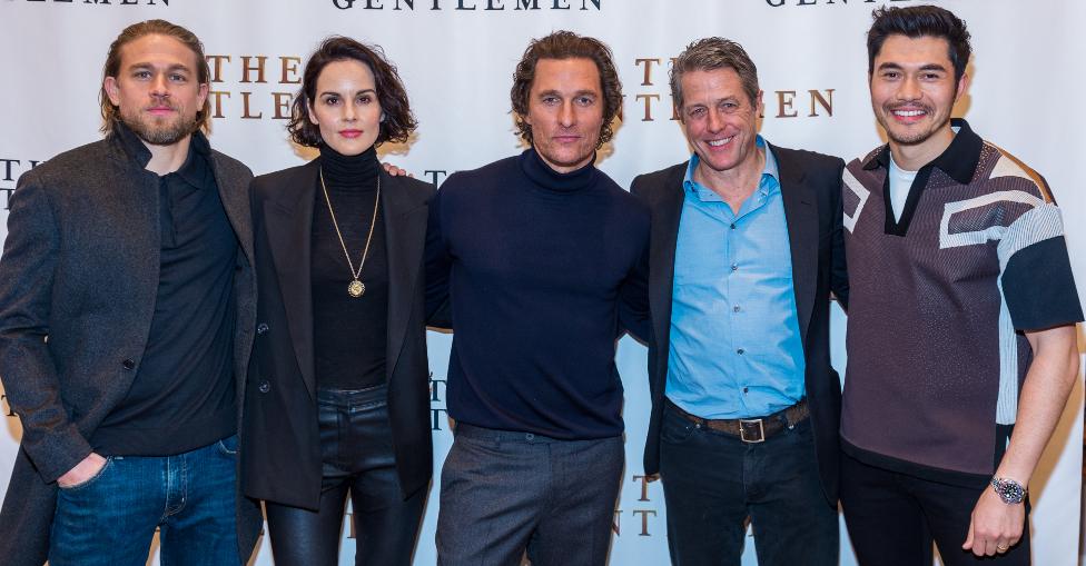 Charlie Hunnam, Michelle Dockery, Matthew McConaughey, Hugh Grant and Henry Golding attend "The Gentlemen" New York City Photo Call at the Whitby Hotel on January 11, 2020 in New York City