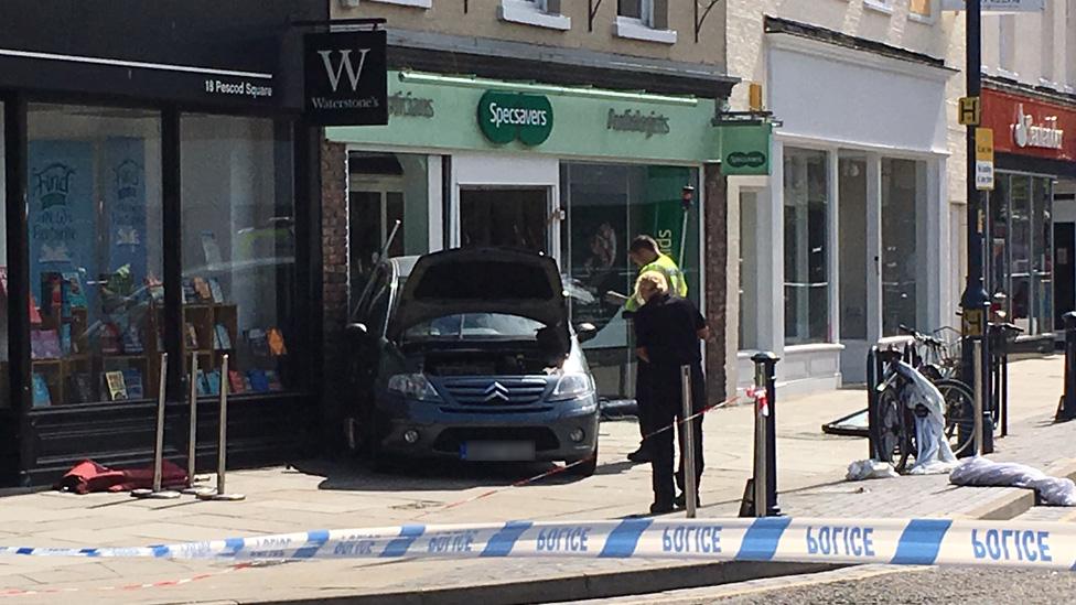 Car crash at Specsavers in Boston