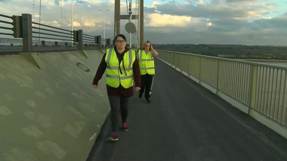 Volunteers on the bridge