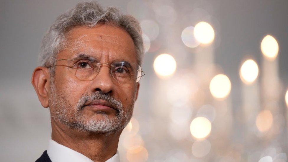 WASHINGTON, DC - SEPTEMBER 28: (L-R) Indian External Affairs Minister Subrahmanyam Jaishankar delivers brief remarks to the press before meeting with U.S. Secretary of State Antony Blinken at the U.S. State Department September 28, 2023 in Washington, DC. In addition to meeting with Blinken, Jaishankar will also meet with White House officials, business leaders, and representatives from think tanks during his trip to the U.S. (Photo by Drew Angerer/Getty Images)