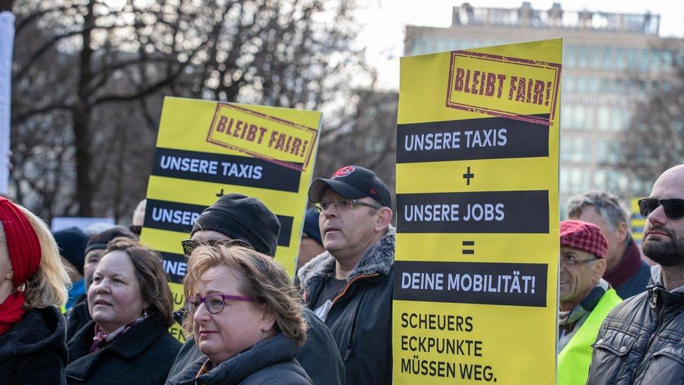 German Uber protesters