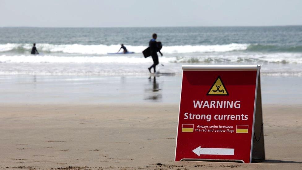 A lifeguard sign at Whitesands in Pembrokeshire