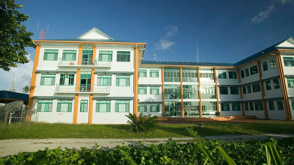 Tuvalu's new parliament building, on Funafuti, built with grant aid from Taiwan