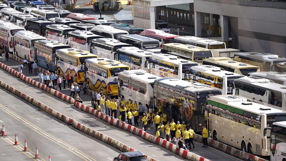 Queueing coaches at Dover