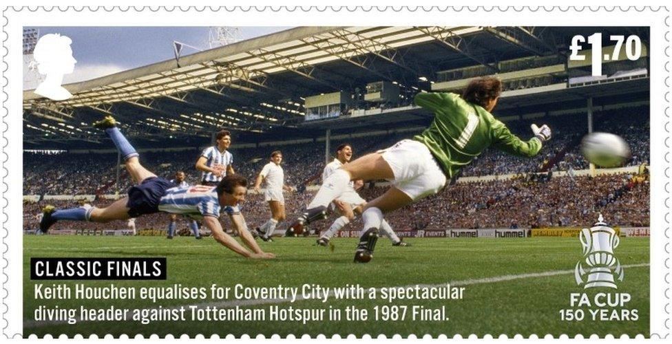 Keith Houchen equalising for Coventry against Tottenham Hotspur in the 1987 Final