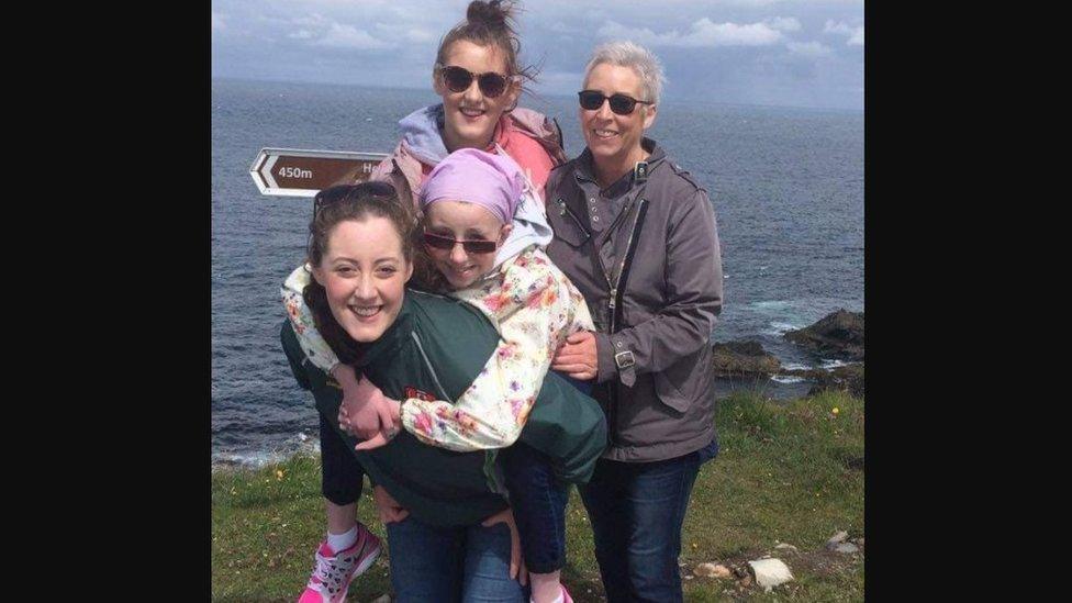 Anna on a day out in Donegal with her older sisters Stephanie and Mary, and their mother