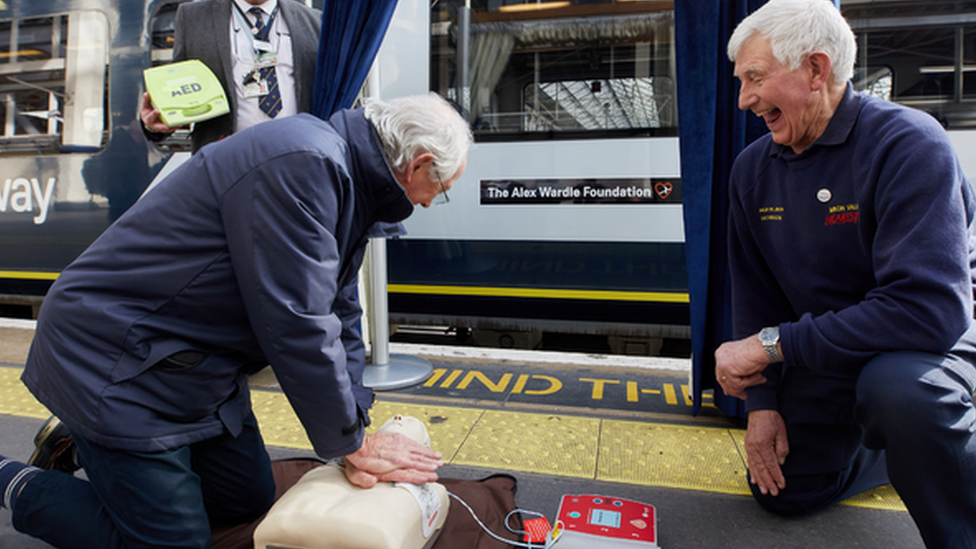 Steve Wardle and other members of the Alex Wardle Foundation took part in defibrillator training at the train naming event