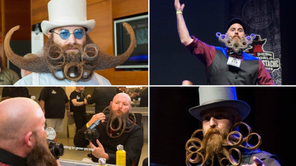 Composite image of competitors at the 2017 Remington Beard Boss World Beard Moustache Championships