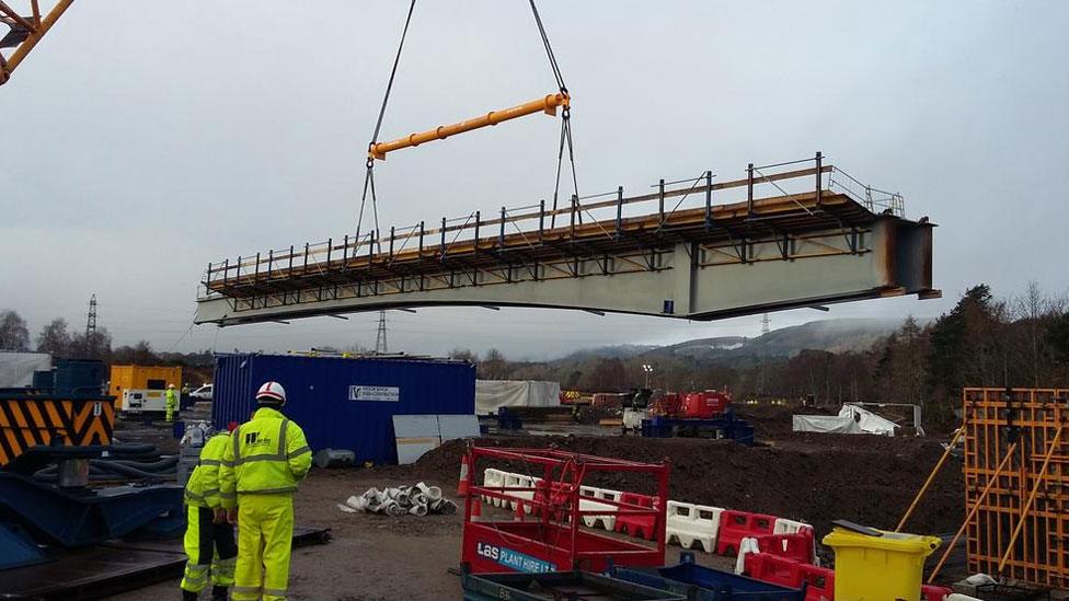 Sections of new bridge