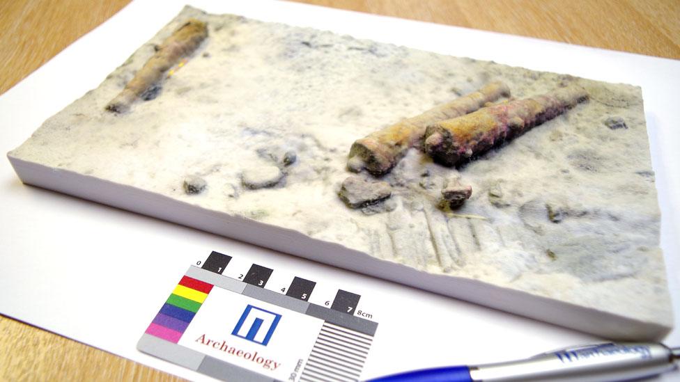 3D colour print of cannons at Drumbeg wreck site