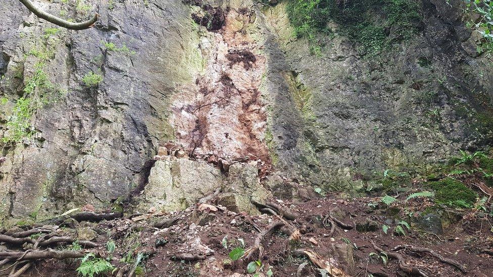 The rockfall at Symonds Yat Rock