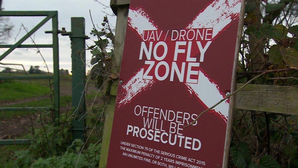 Sign saying 'UAV/Drone No Fly Zone'