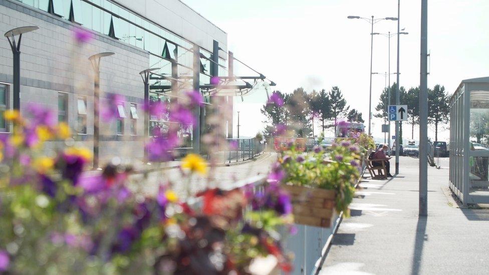 Flowers at Ysbyty Gwynedd