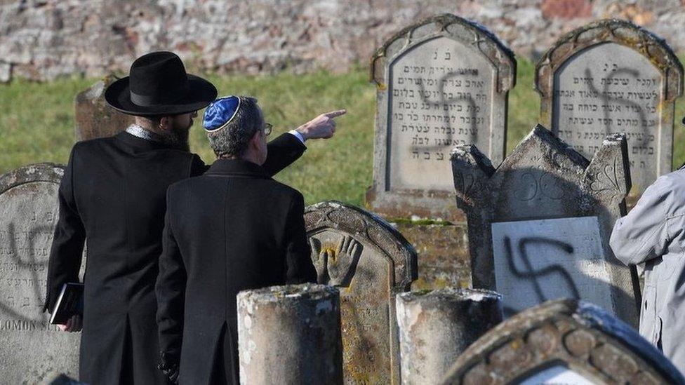 Vandalised gravestones in Jewish cemetery in France (file photo)