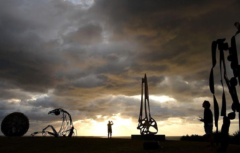 A sculpture is seen during Sculpture By The Sea.