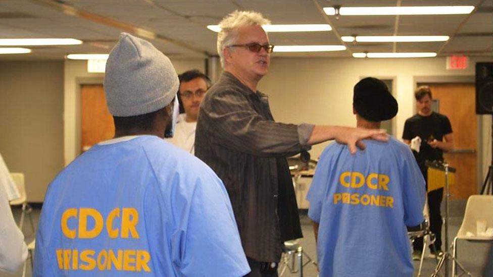 Tim Robbins with inmate-actors