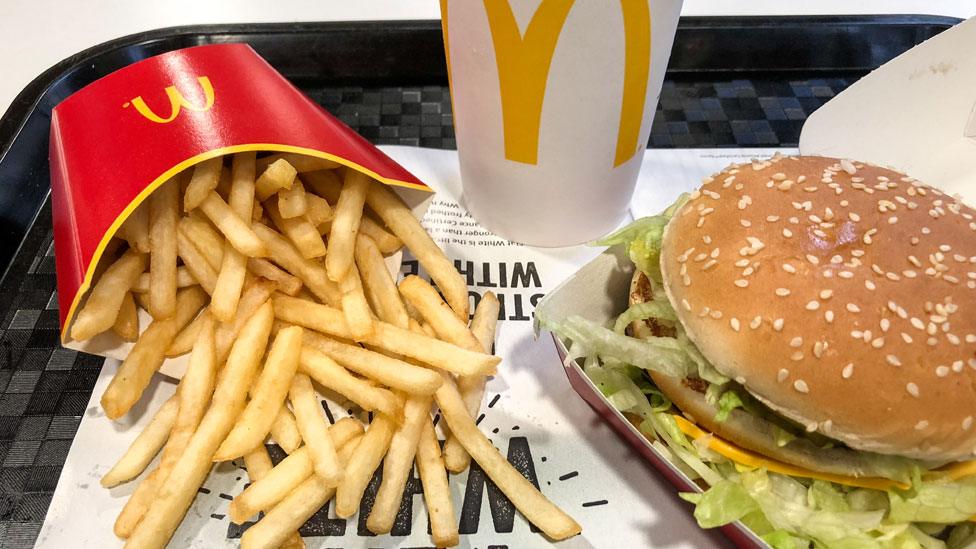 A tray of McDonald's food