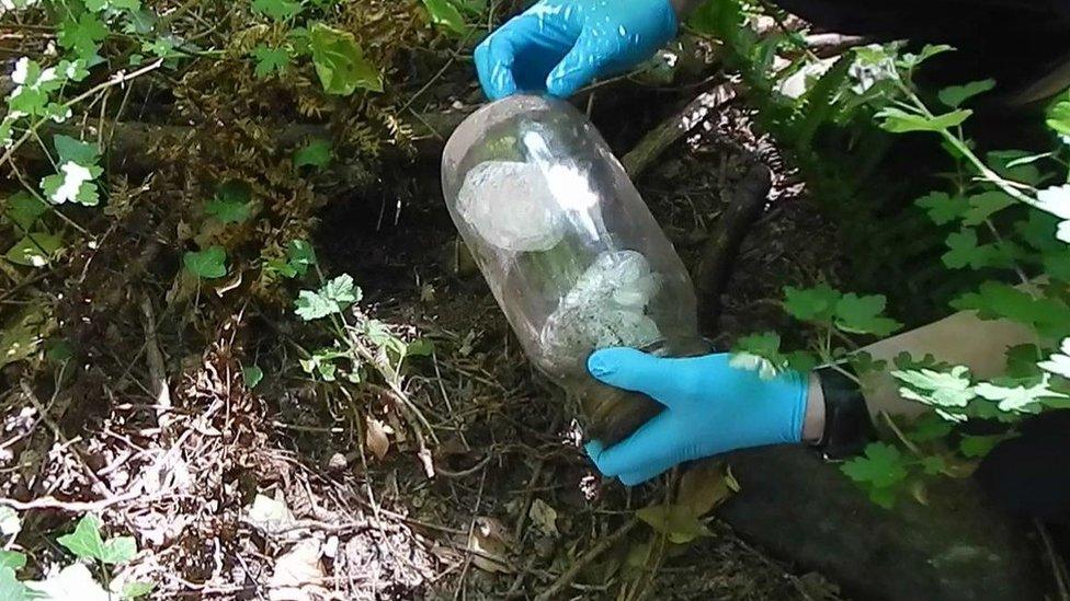 Drugs pulled from the undergrowth by police