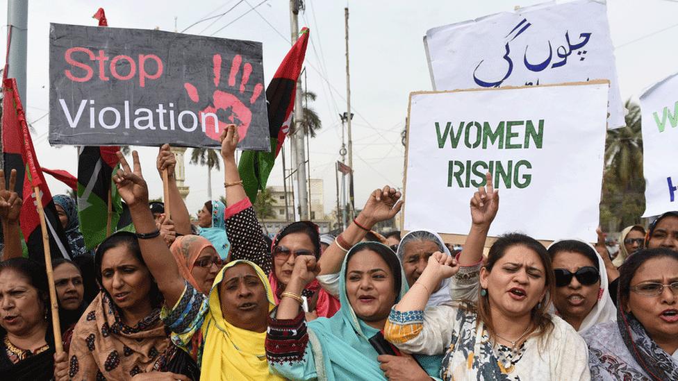 File photo: Activists march during a rally to mark International Women's Day in Karachi on March 8, 2016