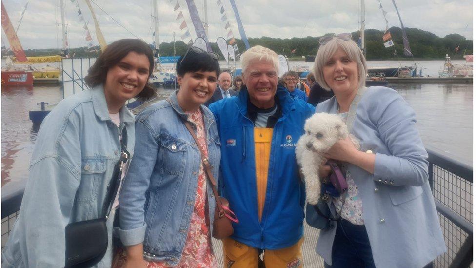 Gerard Doherty and family in Derry quay