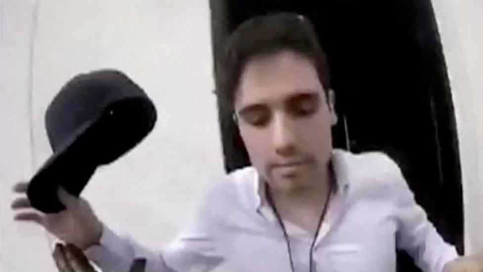 Ovidio Guzmán, son of kingpin Joaquin "El Chapo" Guzman, is briefly captured by Mexican military police in a residential compound near the centre of Culiacan in the state of Sinaloa, Mexico October 17, 2019 in this still image taken from a helmet camera footage obtained October 30, 2019.