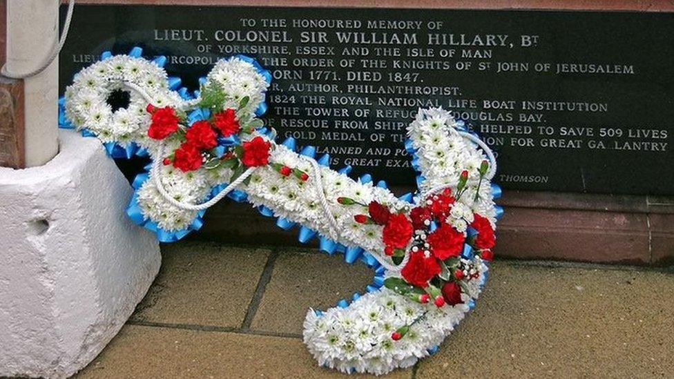 Floral tribute at tomb of Sir William Hillary