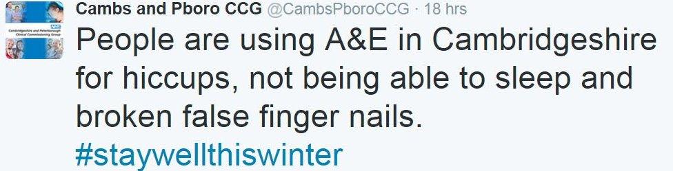 Cambridgeshire A&E 'not for hiccups and broken nails', clinicians warn ...