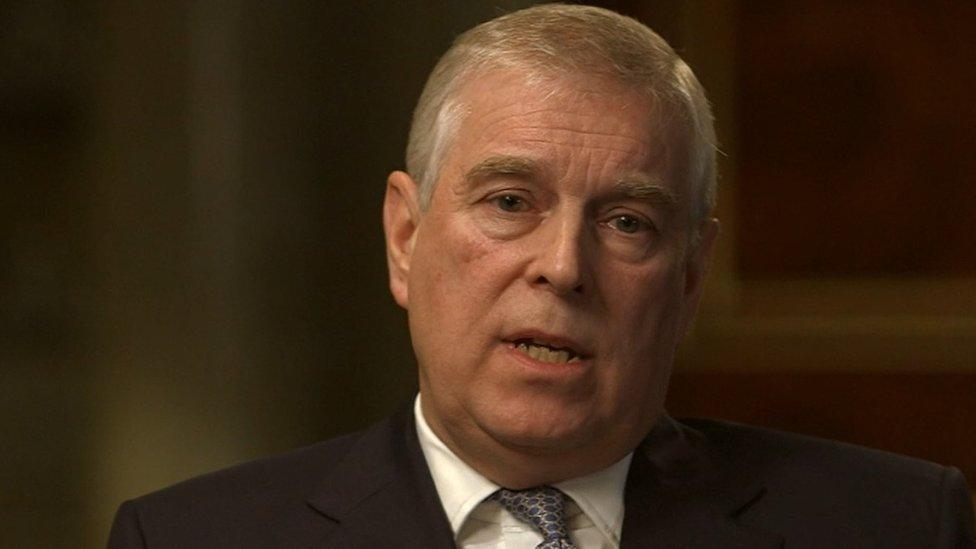 Prince Andrew being interviewed by the BBC