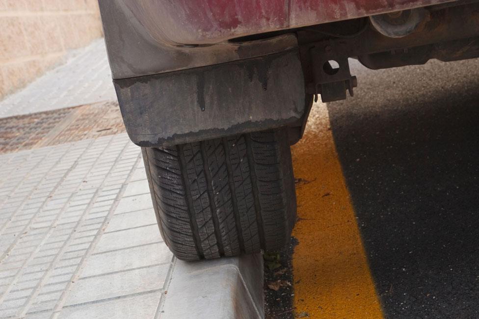 Tyre on pavement