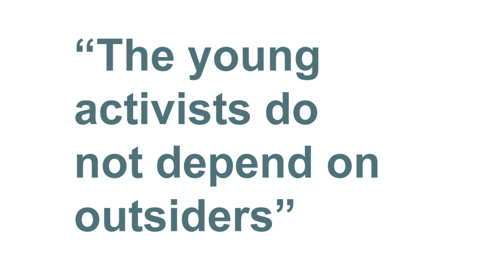 Fergal Keane quote: "The young activist do not depend on outsiders"