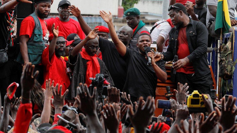 Ghana central bank governor asked to leave in mass street protest, in Accra 3 October 2023