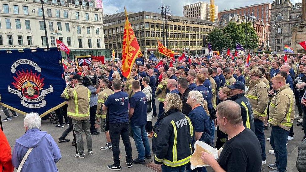 Firefighters in George Square