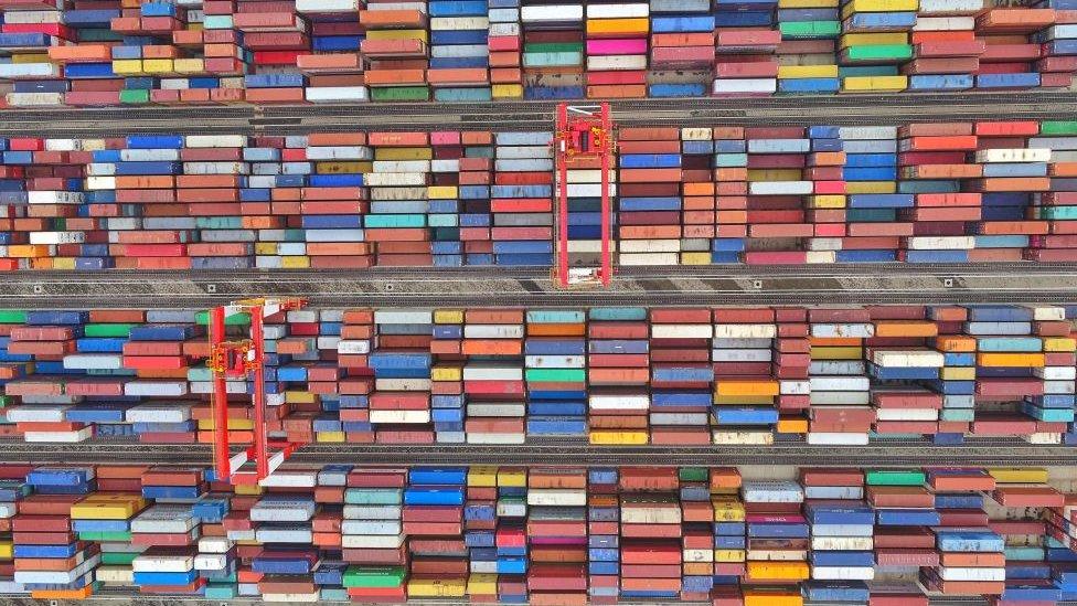 A container terminal at Yangshan port in Shanghai