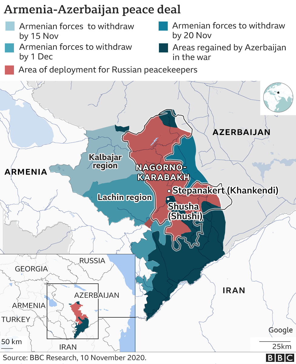 Map showing the terms of the peace deal