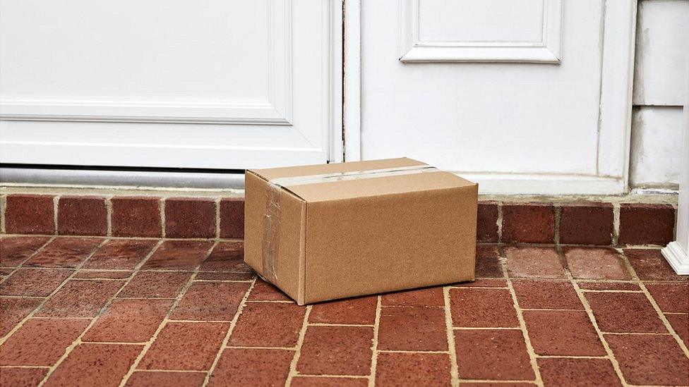 Parcel on doorstop